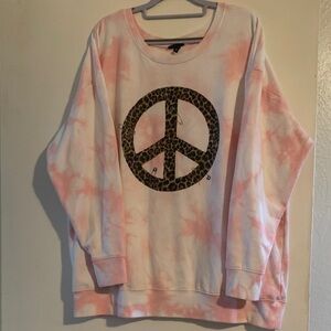 TORRID Size 2 Pink Tie-Dye Leopard Peace Sweatshirt